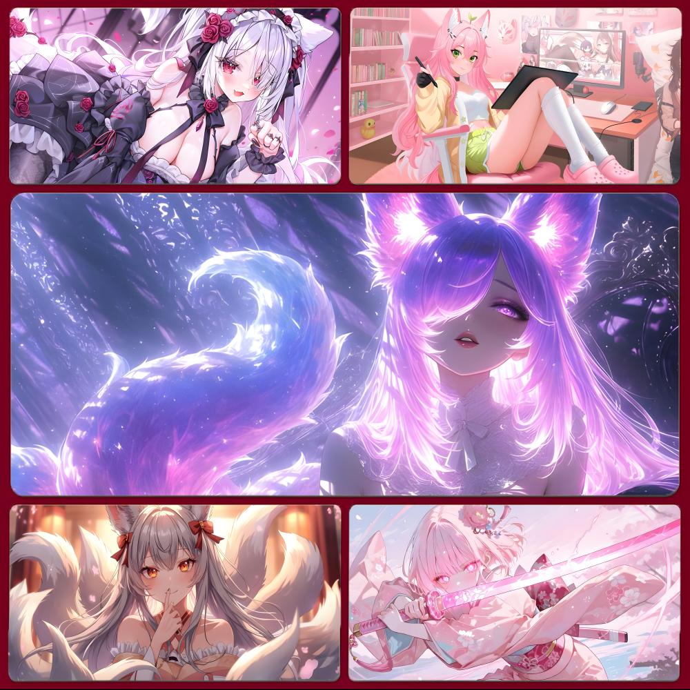 Pc Gaming Girl - character cute K-Kawaii kitsune Cute fox